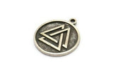 Nordic Runes Charm, 2 Antique Silver Plated Brass Viking Valknut Symbol Charms With 1 Loop, Viking Runes (20x17x1.5mm) N2032