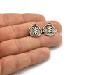 Nordic Runes Charm, 4 Antique Silver Plated Brass Viking Protection Symbol Rune Charms With 1 Loop, Viking Runes (19x16x1.5mm) N2050