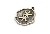 Nordic Runes Charm, 4 Antique Silver Plated Brass Viking Protection Symbol Rune Charms With 1 Loop, Viking Runes (19x16x1.5mm) N2050