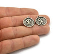 Nordic Runes Charm, 2 Antique Silver Plated Brass Viking Talisman Of Consagracion Symbol Charms With 1 Loop (20x17x1.5mm) N2041
