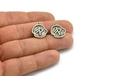 Nordic Runes Charm, 4 Antique Silver Plated Brass Viking Grace Symbol Rune Charms With 1 Loop, Norse Viking Runes (19x16x1.5mm) N2048