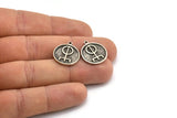 Nordic Runes Charm, 2 Antique Silver Plated Brass Viking Talisman Of Love Symbol Charms With 1 Loop, Viking Runes (20x17x1.5mm) N2042