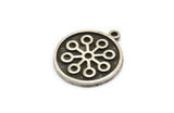 Nordic Runes Charm, 2 Antique Silver Plated Brass Viking Talisman Of Clarividencia Symbol Charms With 1 Loop (20x17x1.5mm) N2037