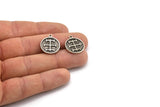 Nordic Runes Charm, 2 Antique Silver Plated Brass Viking Talisman Of Concentration Symbol Charms With 1 Loop (20x17x1.5mm) N2036