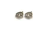 Nordic Runes Charm, 4 Antique Silver Plated Brass Viking Love Symbol Rune Charms With 1 Loop, Norse Viking Runes (19x16x1.5mm) N2051
