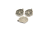 Nordic Runes Charm, 4 Antique Silver Plated Brass Viking Love Symbol Rune Charms With 1 Loop, Norse Viking Runes (19x16x1.5mm) N2051