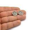 Nordic Runes Charm, 4 Antique Silver Plated Brass Viking Love Symbol Rune Charms With 1 Loop, Norse Viking Runes (19x16x1.5mm) N2051