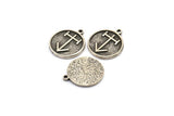 Nordic Runes Charm, 2 Antique Silver Plated Brass Viking Talisman Of Viajes Symbol Charms With 1 Loop, Viking Runes (20x17x1.5mm) N2038