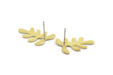 Brass Leaf Earring, 4 Raw Brass Leaf Stud Earrings, Findings (24x15x1.2mm) N1469