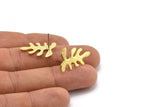 Brass Leaf Earring, 4 Raw Brass Leaf Stud Earrings, Findings (24x15x1.2mm) N1469