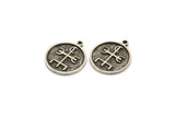 Nordic Runes Charm, 2 Antique Silver Plated Brass Viking Talisman Of El Mago Symbol Charms With 1 Loop, Viking Runes (20x17x1.5mm) N2040