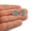 Nordic Runes Charm, 2 Antique Silver Plated Brass Viking Talisman Of El Mago Symbol Charms With 1 Loop, Viking Runes (20x17x1.5mm) N2040