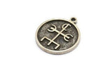Nordic Runes Charm, 2 Antique Silver Plated Brass Viking Talisman Of El Mago Symbol Charms With 1 Loop, Viking Runes (20x17x1.5mm) N2040
