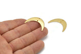 Gold Moon Charm, 2 Gold Plated Brass Crescent Moon Charms With 2 Holes, Findings, Connectors (30x8x1mm) D1201 Q0870