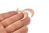 Rose Gold Moon Charm, 2 Rose Gold Plated Brass Crescent Moon Charms With 2 Holes, Findings, Connectors (30x8x1mm) D1201 Q0870