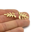 Gold Leaf Earring, 4 Gold Plated Brass Leaf Stud Earrings, Findings (24x15x1.2mm) N1469