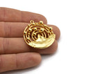 Gold Solar System, 1 Gold Plated Brass Solar System Pendant With 1 Loop, Findings, Earring Findings (36.5x33x4mm) BS 1987