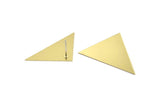 Brass Triangle Earring, 6 Raw Brass Triangle Shaped Stud Earrings (18x35x0.60mm) A2904