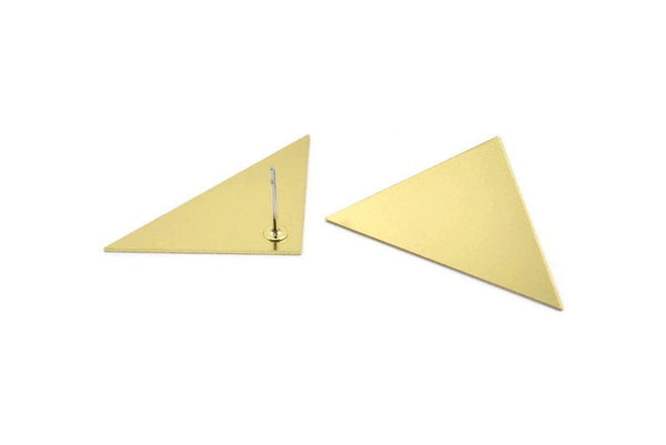 Brass Triangle Earring, 6 Raw Brass Triangle Shaped Stud Earrings (18x35x0.60mm) A2904