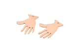 Rose Gold Hand Charms, 4 Rose Gold Plated Brass Textured Hand Charms With 1 Hole (25x17x0.80mm) D0655