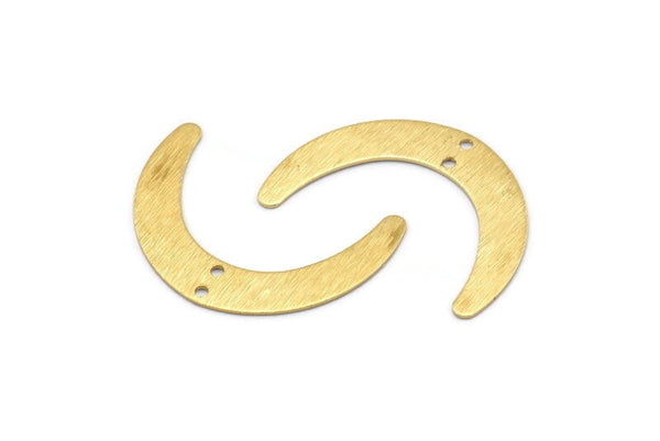 Pirinç Ay Tılsımı, 2 Delikli 24 Ham Pirinç Dokulu Hilal Ay Tılsımı, Bağlantı Parçaları (28x19x0,60 mm) D920