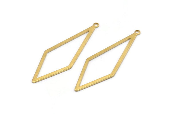 Brass Diamond Charm, 24 Raw Brass Rhombus Charms With 1 Loop, Earrings, Findings (42x14x0,60mm) D0773