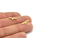 Earring Studs, 12 Raw Brass -  Geometric Stud Earrings - Brass Earrings - Earrings (14x5x1.5mm) N1413