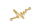 Pirinç Kalp Ritmi Konnektörü, 2 Döngülü 12 Ham Pirinç Kalp Ritmi Şekilli Konnektör (37,5x24x1 mm) E067