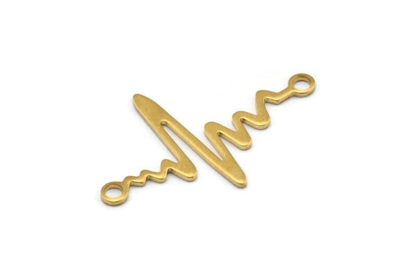 Pirinç Kalp Ritmi Konnektörü, 2 Döngülü 12 Ham Pirinç Kalp Ritmi Şekilli Konnektör (37,5x24x1 mm) E067