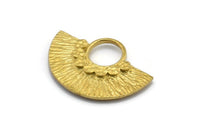 Semi Circle Pendant, 3 Raw Brass Semi Circle  Pendants (26x18mm) U141