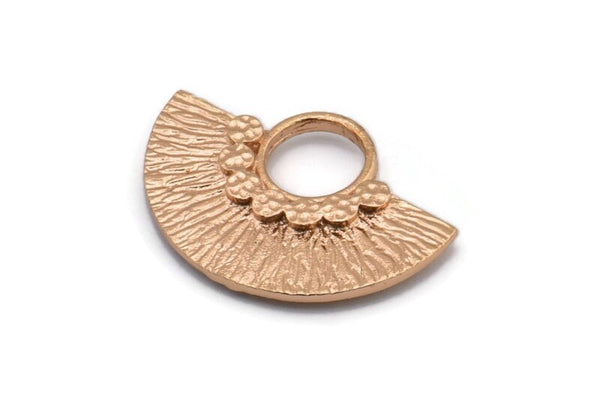 Semi Circle Pendant, 2 Rose Gold Plated Brass Semi Circle  Pendants (26x18mm) U141 Q0363