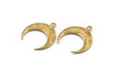 Brass Moon Charm, Raw Brass Textured Horn Charms, Pendant, Jewelry Finding (27x8.25x3.30mm) N0207