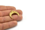Brass Moon Charm, Raw Brass Textured Horn Charms, Pendant, Jewelry Finding (27x8.25x3.30mm) N0207