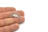 Silver Sun Charm, 6 Textured Antique Silver Plated Brass Sun Charms With 2 Loops (22x30x0.80mm) M02275