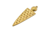 Brass Triangle Pendant, 2 Raw Brass Textured Geometric Pendants With 1 Loop, Earrings, Findings (52x17x1.5mm) E238