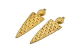 Brass Triangle Pendant, 2 Raw Brass Textured Geometric Pendants With 1 Loop, Earrings, Findings (52x17x1.5mm) E238