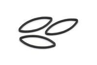 Black Marquise Ring , 50 Oxidized Brass Black Marquise Ring, Connector, Charms (8x20x0.80mm) D0041