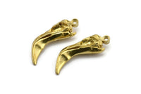 Bird Skull Charm, Raw Brass Bird Skull Necklace Pendants, (30x9x8mm) N0490