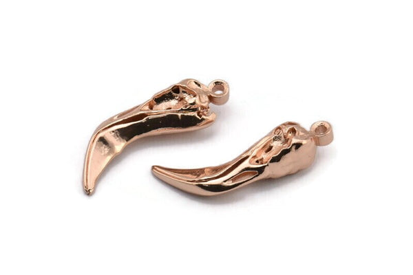 Kuş Kafatası Tılsımı, 1 Gül Altın Kaplama Pirinç Kuş Kafatası Kolye Ucu, (30x9x8mm) N0490 Q0307