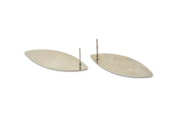 Silver Marquise Earring, 4 Silver Tone Brass Marquise Stud Earrings (35x14x0.45mm) B0098 A1308 H0207