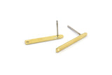 Brass Rectangle Earring, 12 Raw Brass Stick Stud Earrings With 1 Hole (20x2.5x0.7mm) M03350 A2864