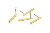 Brass Rectangle Earring, 12 Raw Brass Stick Stud Earrings With 1 Hole (20x2.5x0.7mm) M03350 A2864