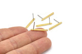 Brass Rectangle Earring, 12 Raw Brass Stick Stud Earrings With 1 Hole (20x2.5x0.7mm) M03350 A2864