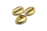 Brass Shell Finding, 2 Raw Brass Cowrie Shell Findings, Pendants, Charms, Earrings, Beads 20-25MM E275