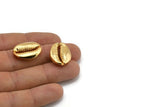 Gold Shell Finding, 1 Gold Plated Brass Cowrie Shell Findings, Pendants, Charms, Earrings, Beads 20-25MM E275