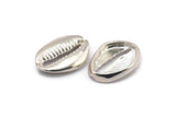 Silver Shell Finding, 925 Silver Cowrie Shell Findings, Pendants, Charms, Earrings, Beads (20-25mm) E275