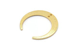 Gold Moon Charm, 4 Gold Plated Brass Textured Crescent Moon Charms With 2 Holes, Connectors (27x25x1mm) D0761 Q0765