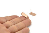 Rose Gold Rectangle Earring, 4 Rose Gold Plated Brass Rectangle Stud Earrings (15x8x0.80mm) A0843 A1326 Q1111