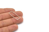 Silver Rectangle Connector, 24 Antique Silver Plated Brass Rectangle Connectors (11.4x30.2x0.8mm) D0330