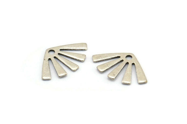 Silver Sun Charm, 50 Antique Silver Plated Brass Rising Sun Flag Charms With 1 Hole, Findings, Earrings (15x9x0.60mm) D944 H1144